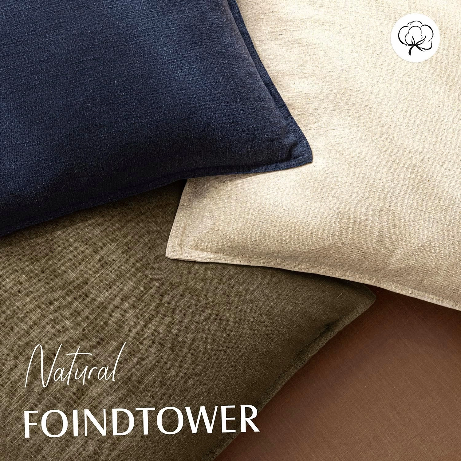 Foindtower Pack of 2, Decorative Linen Soild Throw Pillow Covers Soft Accent Cushion Case Boho Farmhouse Pillowcase for Chair Couch Sofa Bedroom Living Room Home Decor 20 x 20 Inch Light Khaki Brown