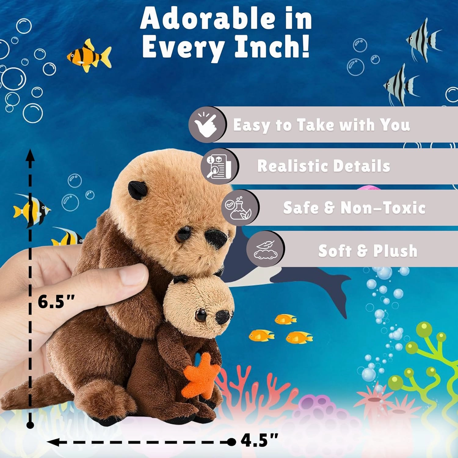 Forest Twelfth Mom & Baby Mini Sea Otter - Stuffed Animals for Boys & Girls, Ocean Themed Baby Shower Decorations & Nursery Decor