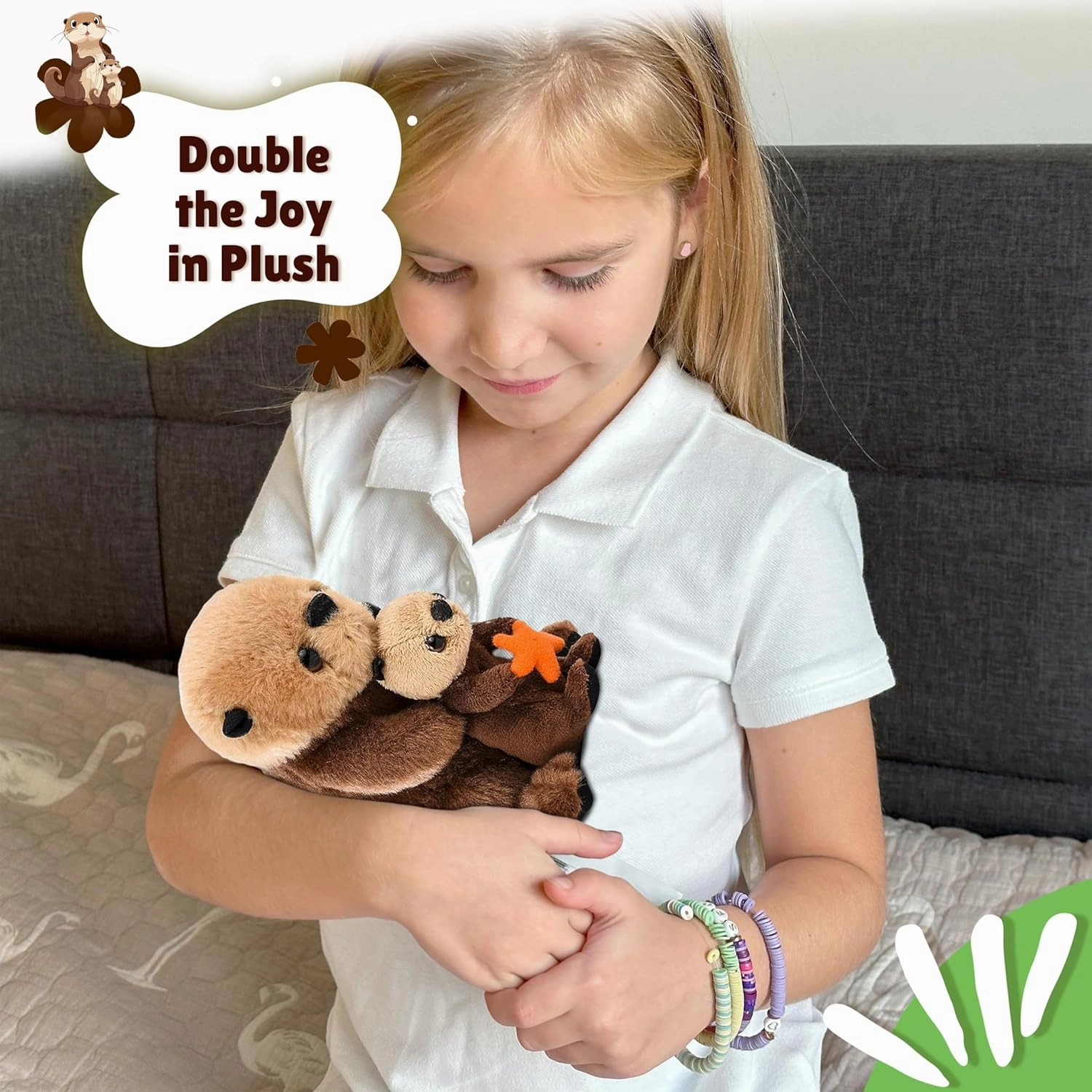 Forest Twelfth Mom & Baby Mini Sea Otter - Stuffed Animals for Boys & Girls, Ocean Themed Baby Shower Decorations & Nursery Decor