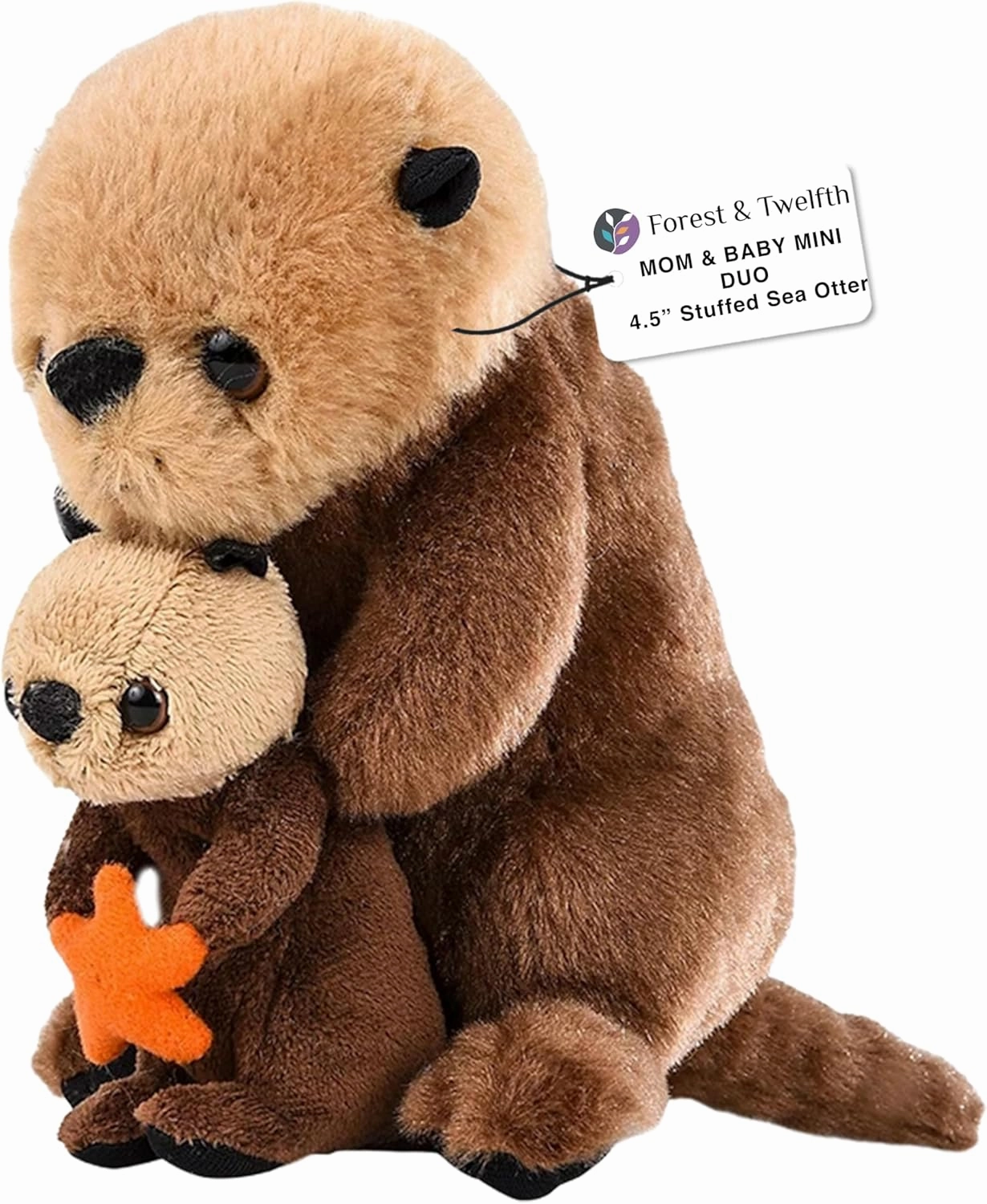 Forest Twelfth Mom & Baby Mini Sea Otter - Stuffed Animals for Boys & Girls, Ocean Themed Baby Shower Decorations & Nursery Decor