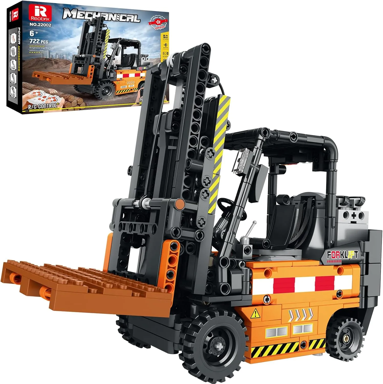 Forklift Truck Building Block Kit,RC Forklift Toys APP Remote Control Construction Machinery Set 22002, Shelf Lifted Truck,Educational Engineering Stem Building Toys for Kids Boy Girl,722 PCS
