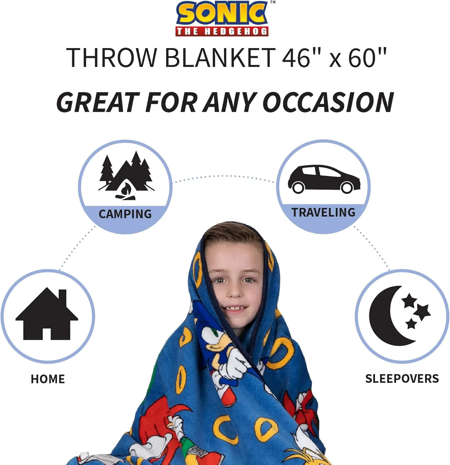Franco Kids Bedding Super Soft Plush Throw Blanket, 46 in x 60 in, Sonic The Hedgehog, Anime