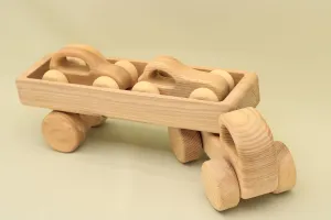 Free Shipping Natural Wooden Car with Trailer Set Including 2 Small Cars, BT74 SET4 : Eco-Friendly Gift with Montessori and Waldorf Educational Influence Lotes Toys Baby Gift