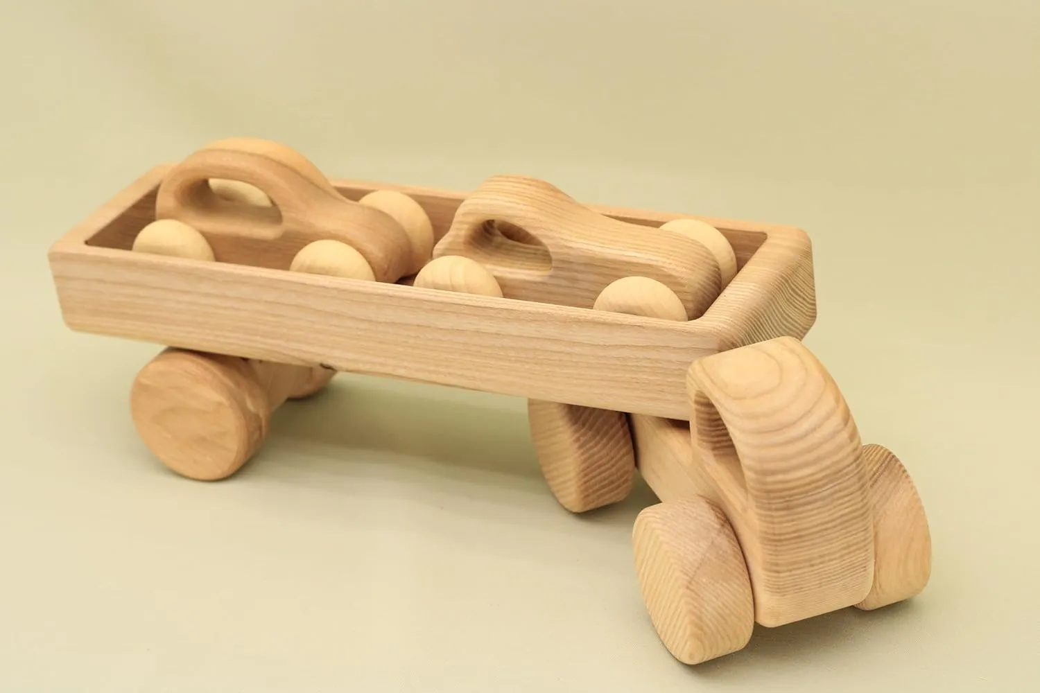 Free Shipping Natural Wooden Car with Trailer Set Including 2 Small Cars, BT74 SET4 : Eco-Friendly Gift with Montessori and Waldorf Educational Influence Lotes Toys Baby Gift