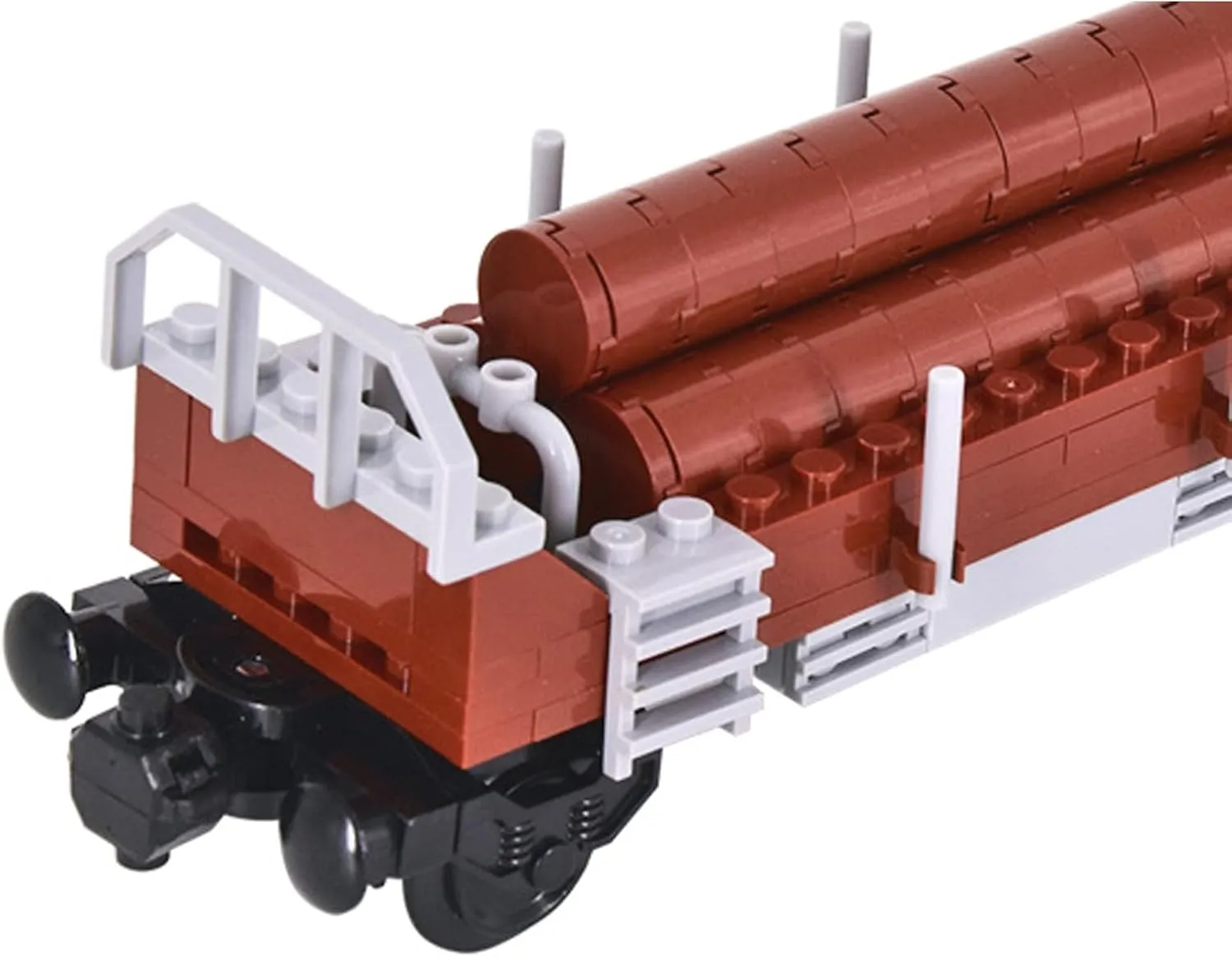 Freight Train Cars Building Block Set，Timber Truck DIY Building Model, Compatible with Railway Track Building Accessories，Top Present for Boys and Girls (Timber Truck)