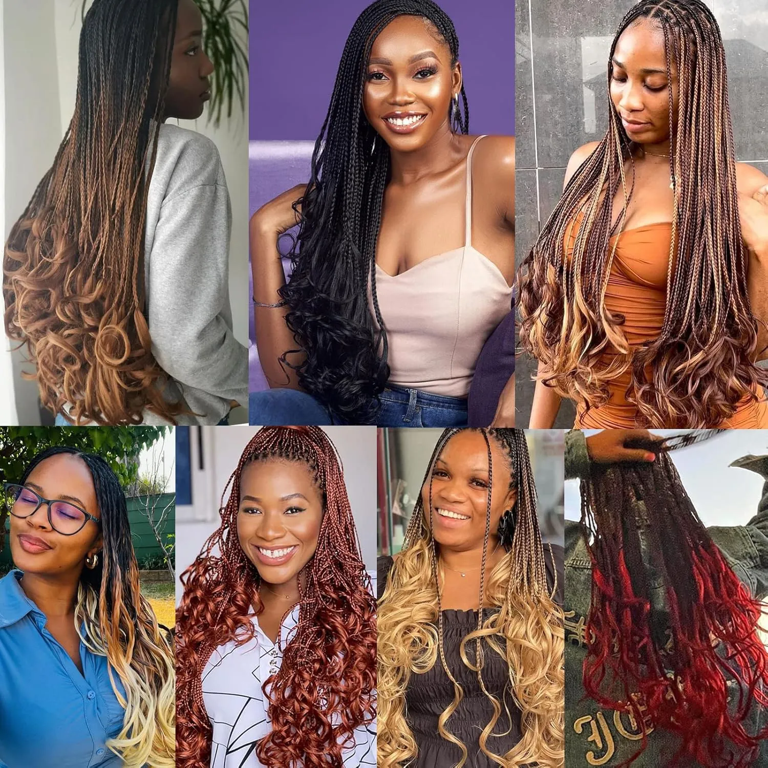 French Curl Crochet Braids 18 Inch 6 Packs Goddess Box Braids Crochet Hair Pre Looped French Curly Braiding Hair Crochet Box Braids With Curly Wavy Ends Synthetic Hair Extensions (#1B/Gray)