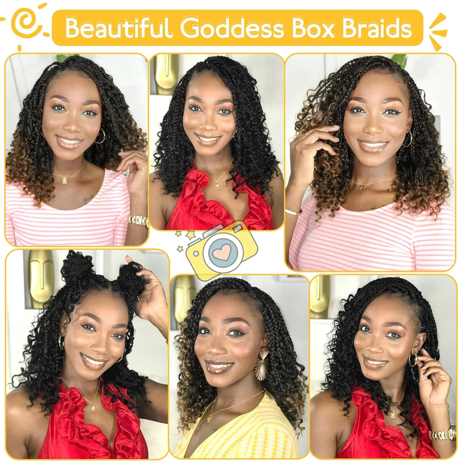 Fulcrum Goddess Box Braids Crochet Hair 10 Inch, 9 Packs Box Braids Crochet Hair for Women, Curly Ends (10Inch, 1B#)