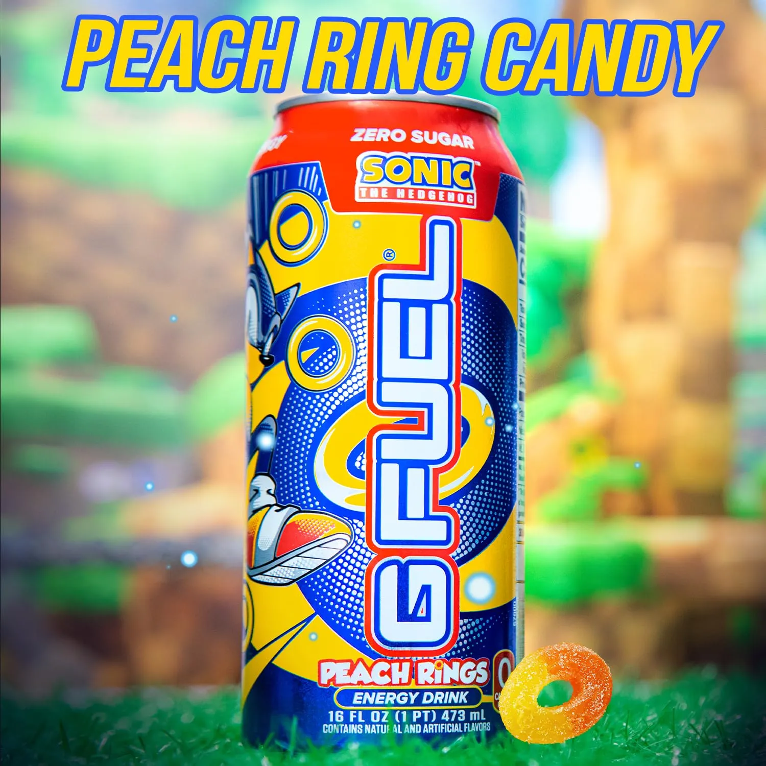 G Fuel Energy Drink, Peach Ring Candy, Sugar Free Beverage with 300mg Caffeine, Daily Energy Boost with Focus Amino, Vitamin   Antioxidants, 16 oz Cans (Sonic, 12-Pack)