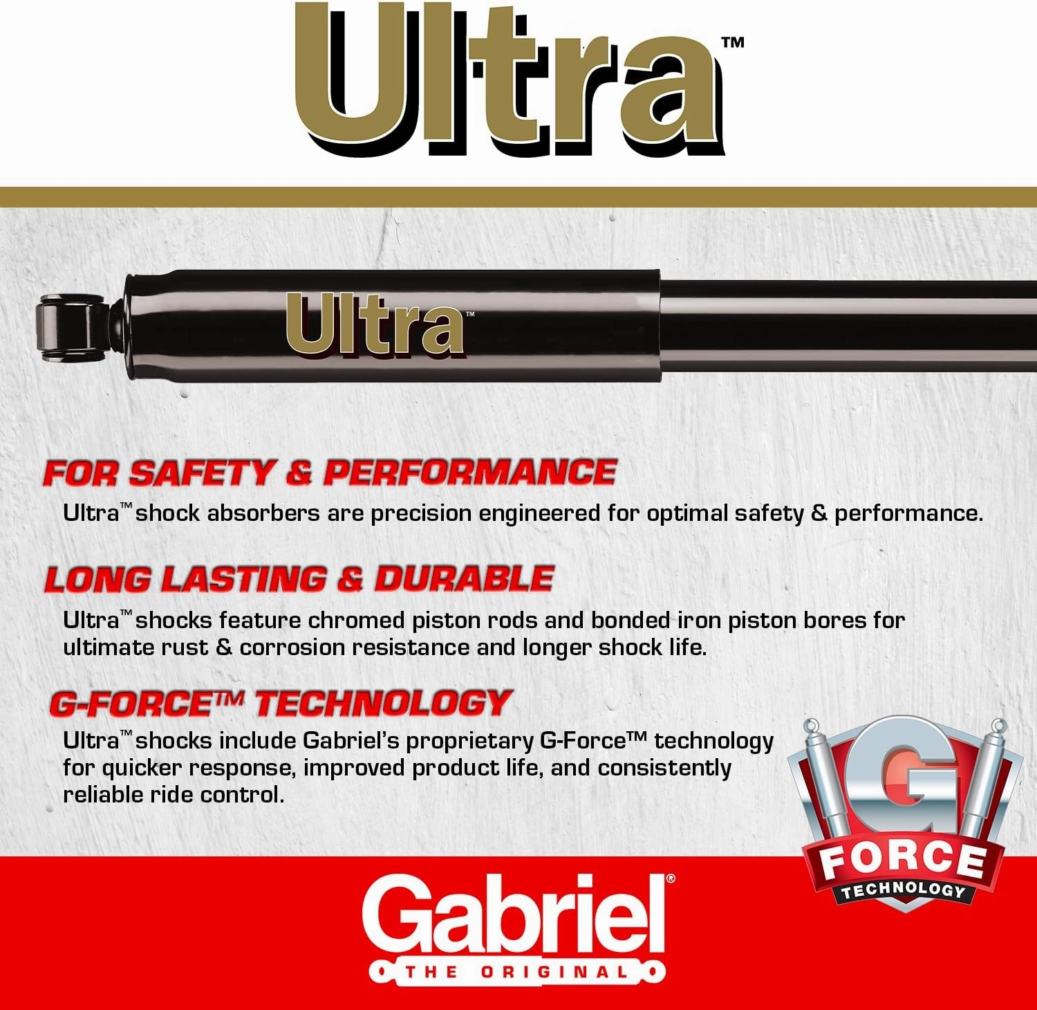 Gabriel 69574 Ultra Rear Shock Absorbers for 03-11 Ford Crown Victoria Police Interceptor; 03-11 Lincoln Town Car (1 Pack)