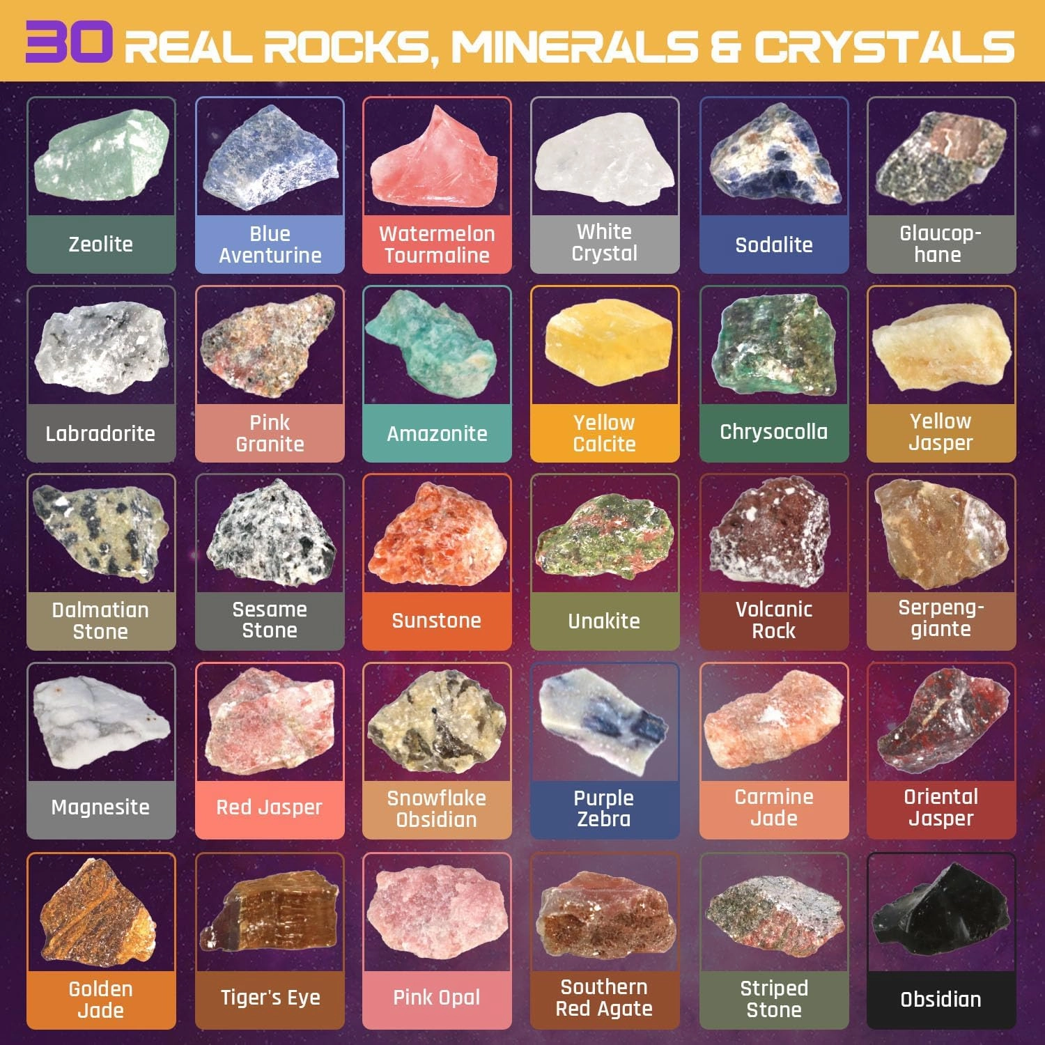 Gemstone Dig Kit, Dig up 30 Rocks & Minerals from 6 Solar System Planets, Archaeology Geology Science Experiment Activity Set, Space Explore Mining Toy for Kids, Gift for Boys & Girls Age 6-8-12