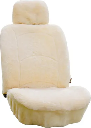 Genuine Sheepskin Seat Cover Lambskin Seat Cover Winter Car Seat Cover Lambs Wool Sheep Skin Fuzzy Shearling Car Accessories Front with Curve Patten (Beige)