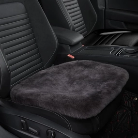 Genuine Sheepskin Auto Seat Pad, Australian Soft Wool Seat Cover Breathable and Sweat-Wicking Comfort Warm Universal Fit,19.2 inch x19.2 inch (Front seat Cushion 1pc, Dark Grey)