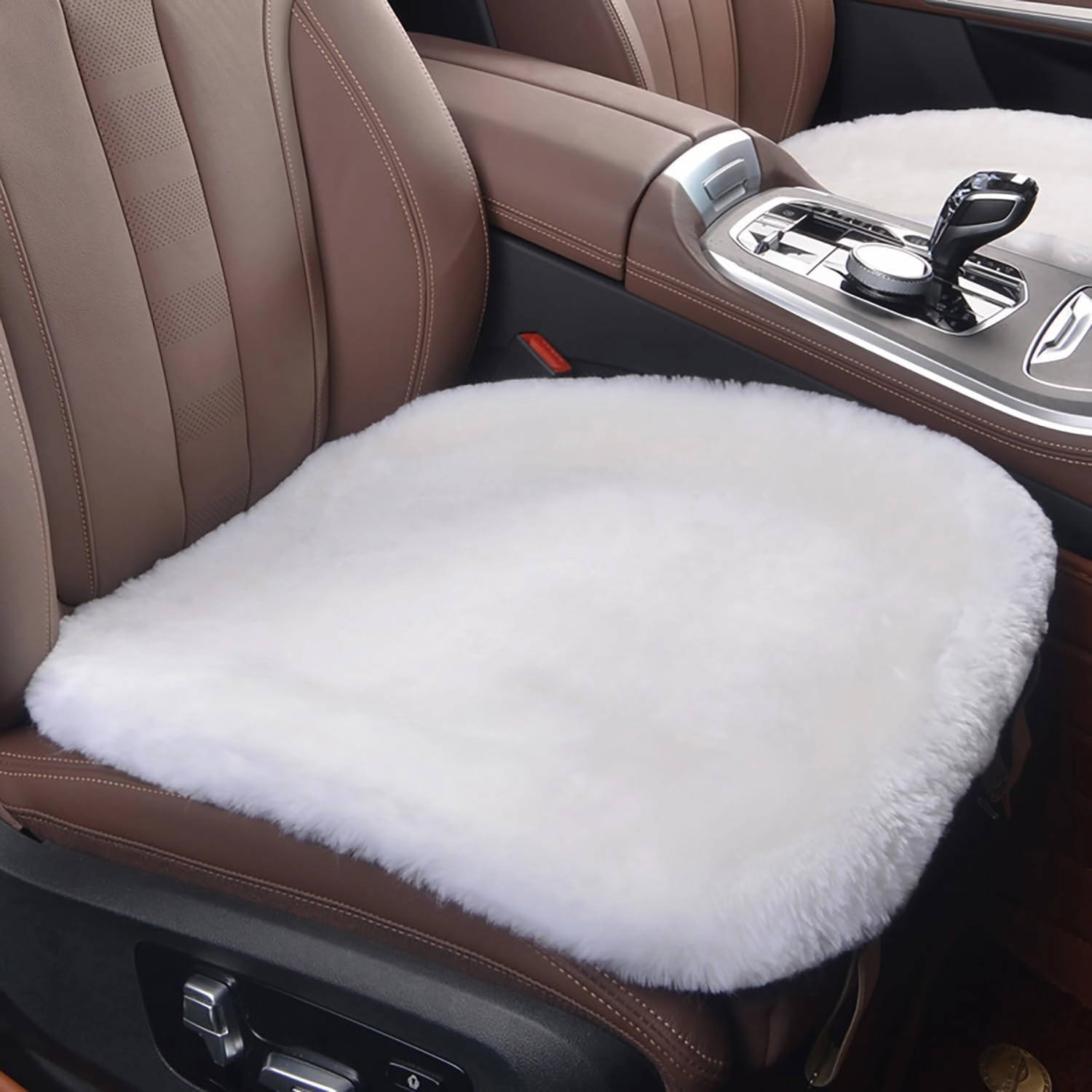 Genuine Sheepskin Car Seat Cushion Natural Fur Wool Seat Cover for Cars Trucks SUV Soft Comfort Office Chair Protector Pad Car Accessories Universal Fit