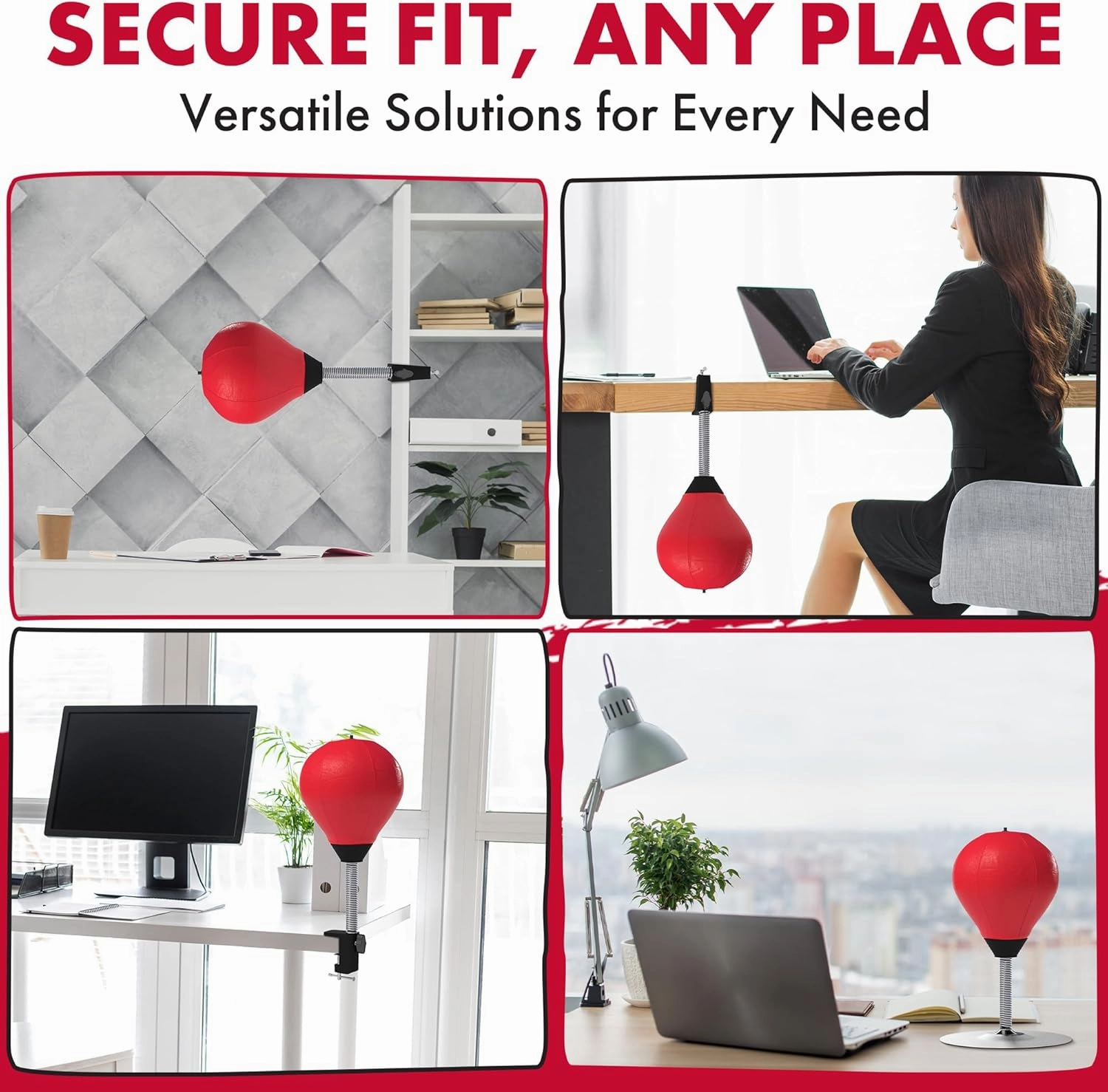 GLACIAL Stress Relief Desktop Punching Bag I Comes with Desk Clamp and Extra Strong Suction Cup