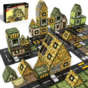 GobiDex Magnetic Tiles Army Toys, Military STEM Magnet Building Blocks for Toddler Boys Toys Games, Birthday Gifts for 3  Years Old Boys Girls, Preschool Sensory Army Men Playset Classroom Must Haves
