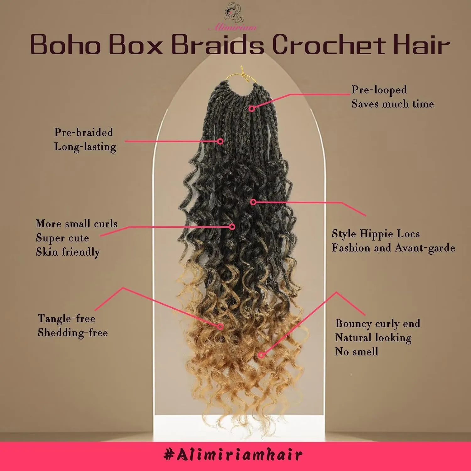 Goddess Box Braids Crochet Hair with Curly Ends 14inch Boho 3X Crochet Braids 8 Packs Ombre Synthetic Braiding Hair Extensions for Black Women (#1B/27)