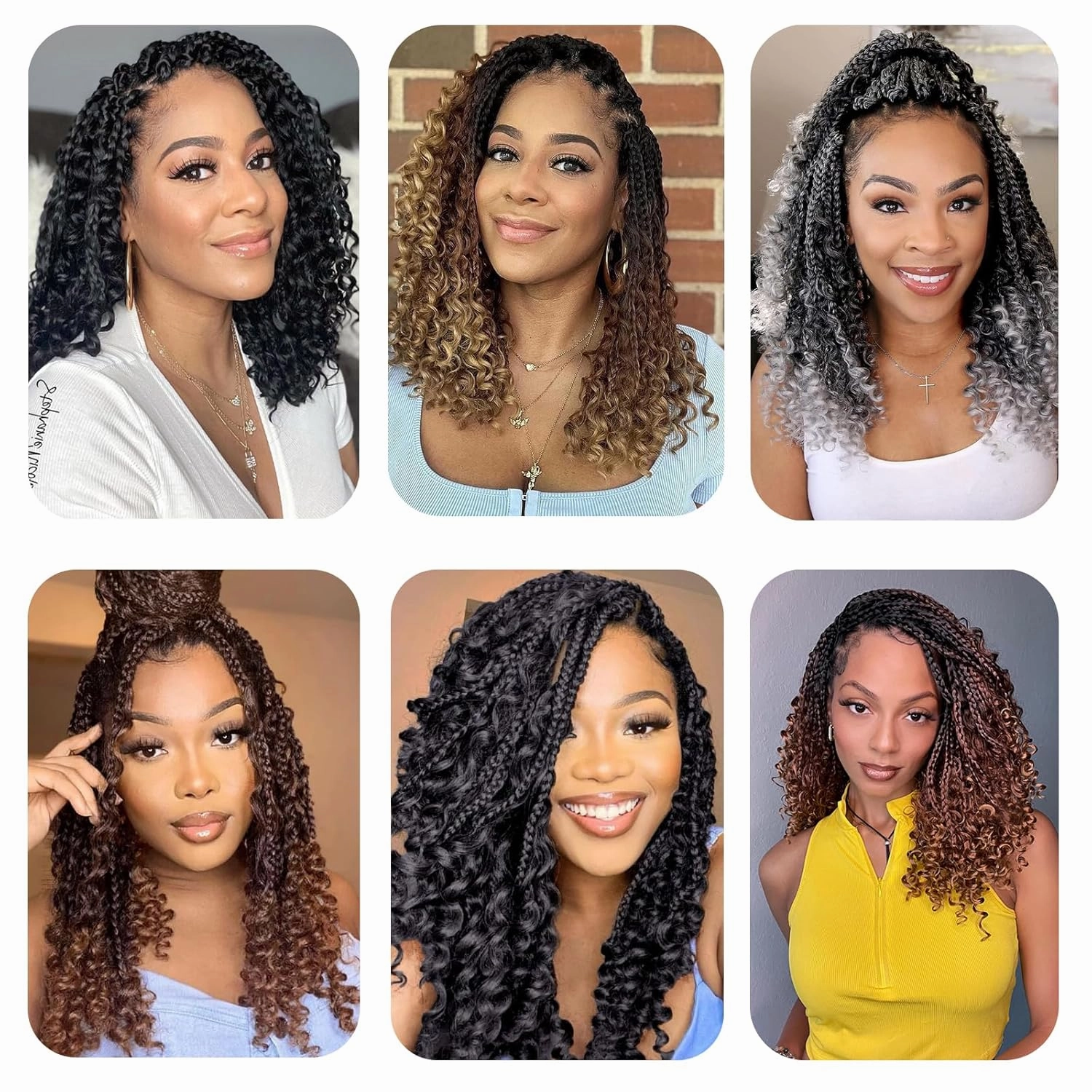 Goddess Box Braids Crochet Hair For Black Women, Bohemian Crochet Box Braids With Curly Ends, 14Inch Pre-Looped Crochet Boho Box Braids Crochet Hair(14 Inch (Pack of 8), 4-30-27)