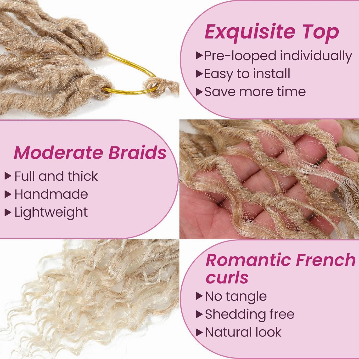 Goddess Locs Crochet Hair 16 Inch 8 Packs Boho Faux Locs Crochet Hair For Black Women Soft Crochet Locs Synthetic Hippie Locs Pre Looped Crochet Braids Curly Ends
