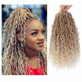 Goddess Locs Crochet Hair 16 Inch 8 Packs Boho Faux Locs Crochet Hair For Black Women Soft Crochet Locs Synthetic Hippie Locs Pre Looped Crochet Braids Curly Ends