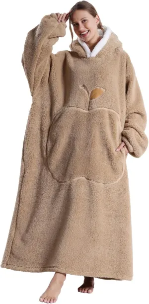 GoodtoU Wearable Blanket Hoodie For Women and Men - Oversized Hooded Blanket for Adults Fluffy Plush Blanket Sweatshirt Warm Cozy Gifts For Mom Khaki