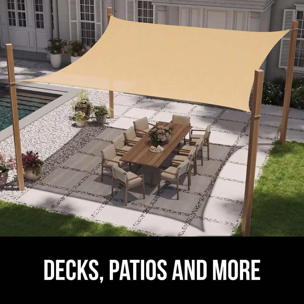 GORILLA GRIP Heavy Duty Sun Shade, UV Protection Fade Tear and Rust Resistant Triangle Sunshade Canopy, Curved Edges Blocks Sunlight, Breathable Sail, Outdoor Patio, Lawn Garden Sand
