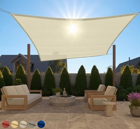 GORILLA GRIP Heavy Duty Sun Shade, UV Protection Fade Tear and Rust Resistant Rectangle Sunshade Canopy, Curved Edges Blocks Sunlight, Breathable Sail, Outdoor Patio, Lawn Garden 10x10 FT Butter Cream