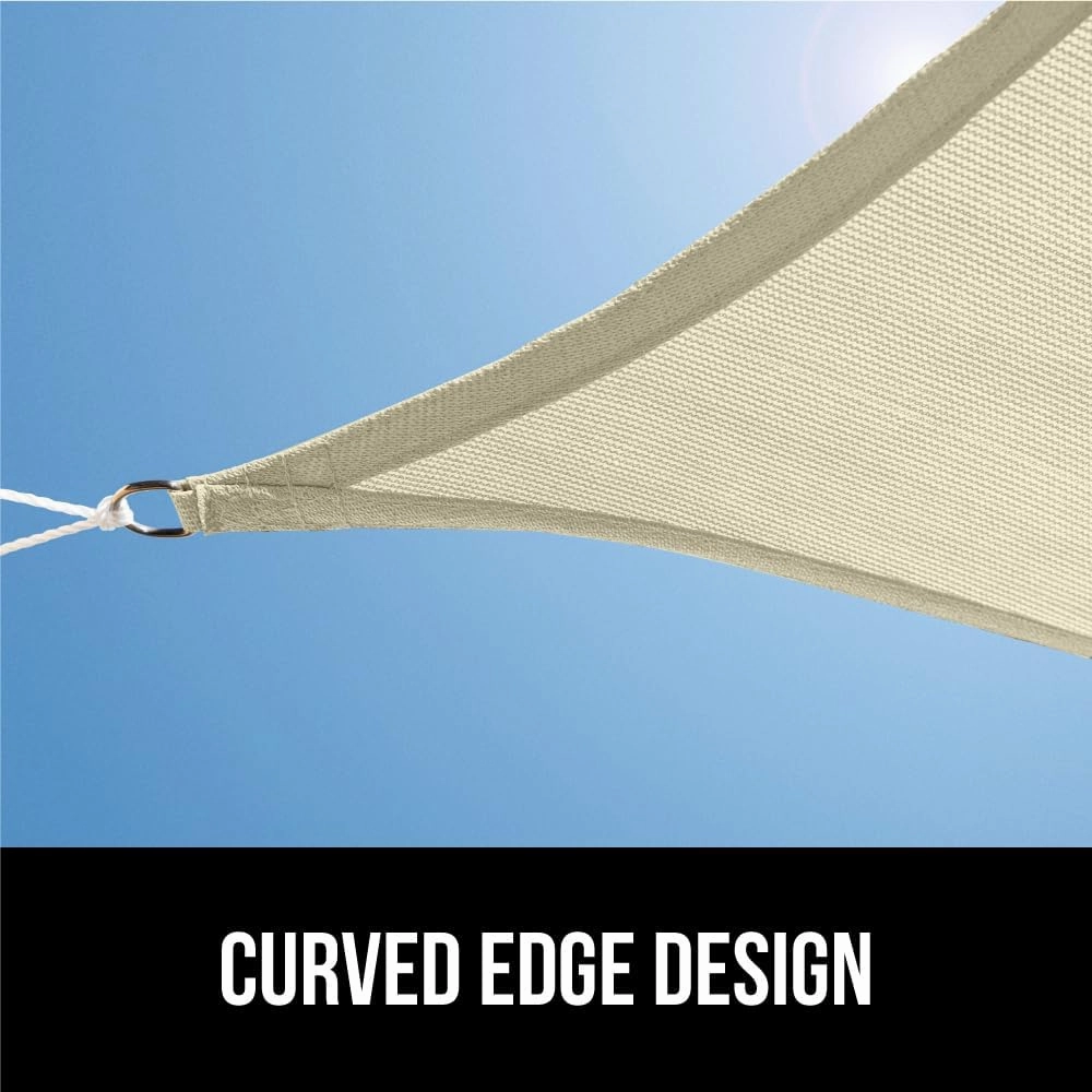 GORILLA GRIP Heavy Duty Sun Shade, UV Protection Fade Tear and Rust Resistant Rectangle Sunshade Canopy, Curved Edges Blocks Sunlight, Breathable Sail, Outdoor Patio, Lawn Garden 10x10 FT Butter Cream