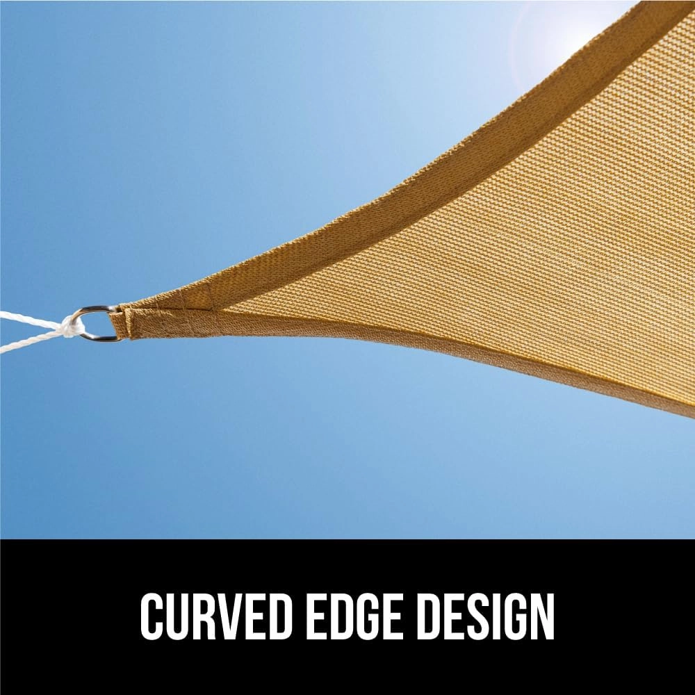 GORILLA GRIP Heavy Duty Sun Shade, UV Protection Fade Tear and Rust Resistant Rectangle Sunshade Canopy, Curved Edges Blocks Sunlight, Breathable Sail, Outdoor Patio, Lawn Garden 10x13 FT Sand