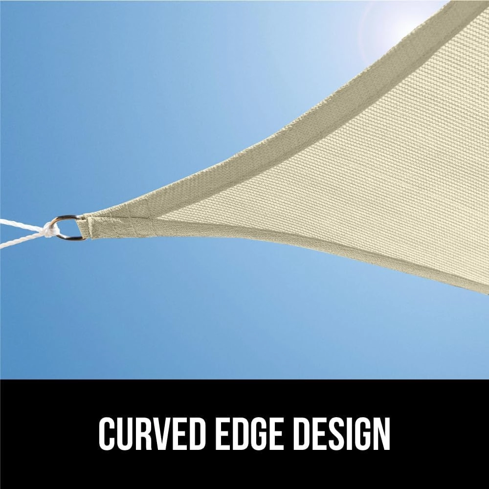 GORILLA GRIP Heavy Duty Sun Shade, UV Protection Fade Tear and Rust Resistant Rectangle Sunshade Canopy, Curved Edges Blocks Sunlight, Breathable Sail, Outdoor Patio, Lawn Garden, 8x10 FT Butter Cream