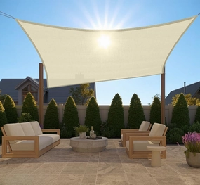 GORILLA GRIP Heavy Duty Sun Shade, UV Protection Fade Tear and Rust Resistant Rectangle Sunshade Canopy, Curved Edges Blocks Sunlight, Breathable Sail, Outdoor Patio, Lawn Garden, 8x10 FT Butter Cream