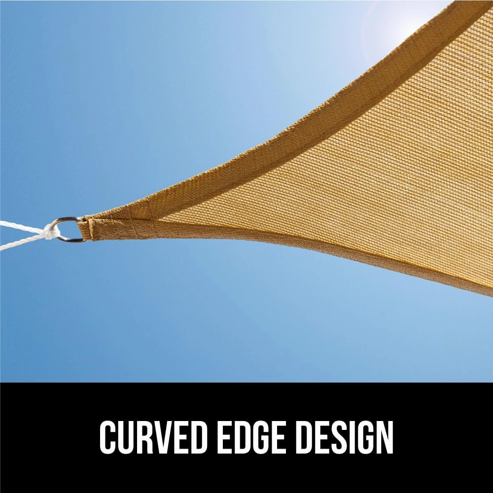 GORILLA GRIP Heavy Duty Sun Shade, UV Protection Fade Tear and Rust Resistant Rectangle Sunshade Canopy, Curved Edges Blocks Sunlight, Breathable Sail, Outdoor Patio, Lawn Garden, 8x10 FT Sand