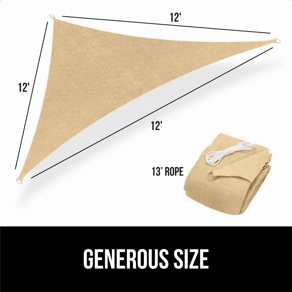 GORILLA GRIP Heavy Duty Sun Shade, UV Protection Fade Tear and Rust Resistant Triangle Sunshade Canopy, Curved Edges Blocks Sunlight, Breathable Sail, Outdoor Patio, Lawn Garden Sand