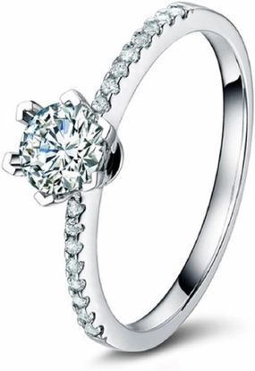 GOWE Luxury 18K Solid White Gold SI H 0.1CT Solitaire Diamond Rings for Women Certified 0.5Carat VS DEF Moissanite Engagement Jewelry