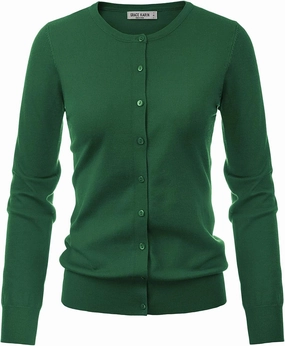 GRACE KARIN Women's Long Sleeve Button Down Crew Neck Classic Sweater Knit Cardigan