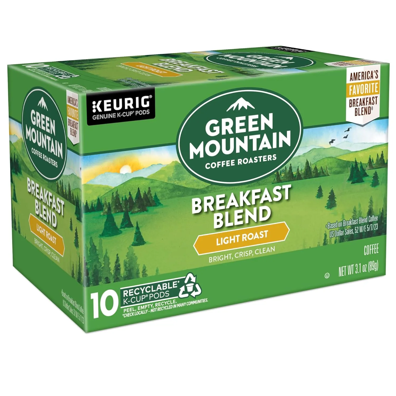 Green Mountain Coffee Roasters Breakfast Blend, Keurig Single Serve K-Cup Pods, Light Roast Coffee, 60 Count, (6 Packs of 10)