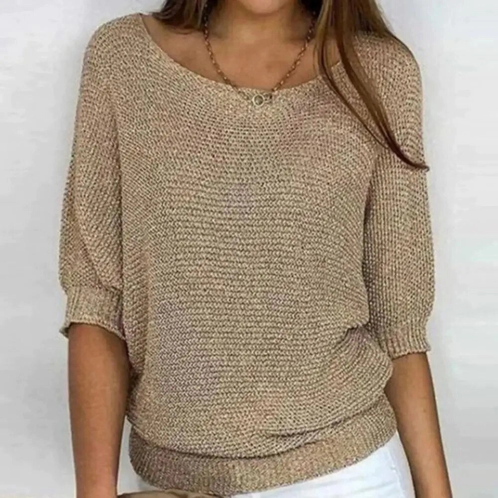 Green Knit Sweater - Women's Casual Lightweight Spring Top