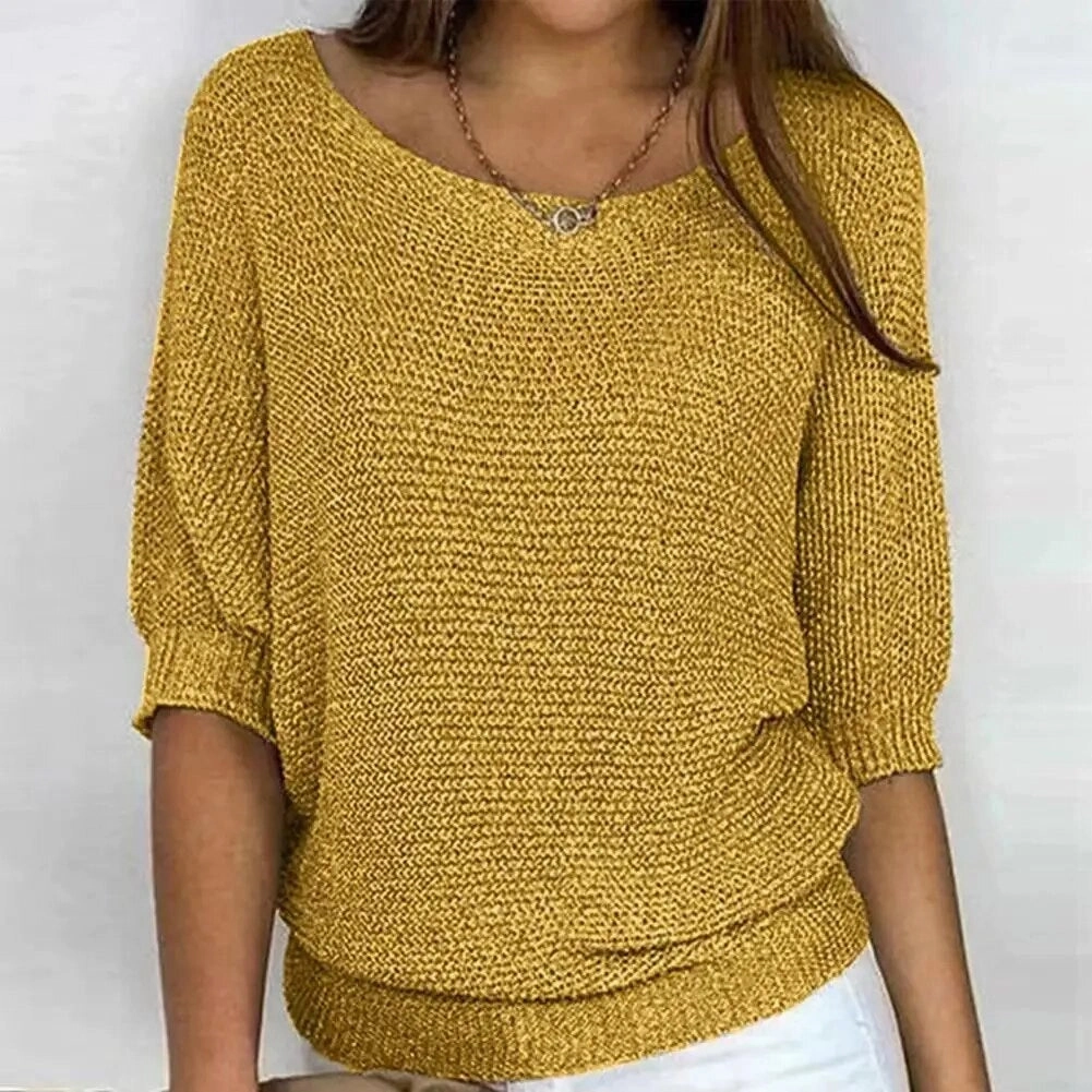 Green Knit Sweater - Women's Casual Lightweight Spring Top