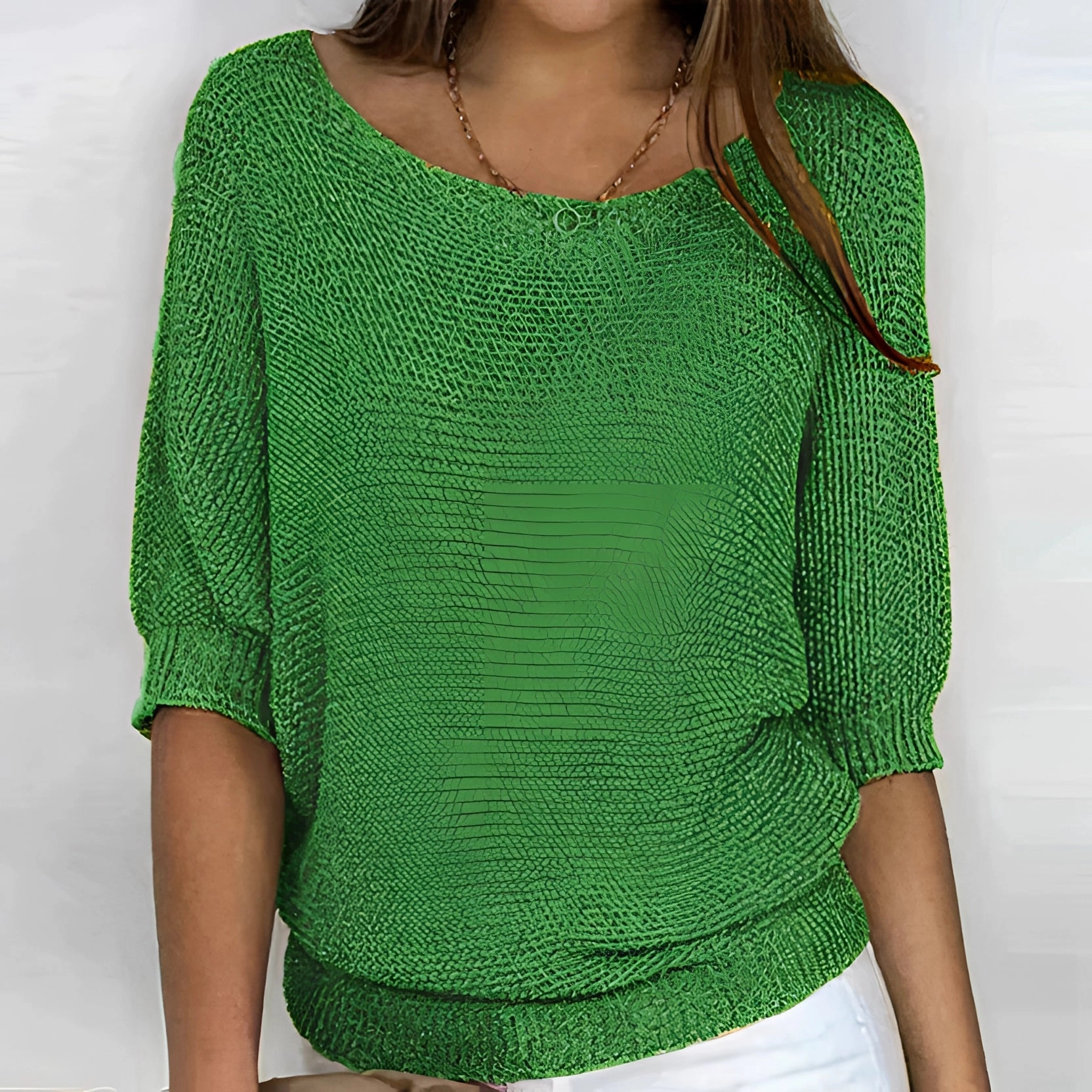 Green Knit Sweater - Women's Casual Lightweight Spring Top
