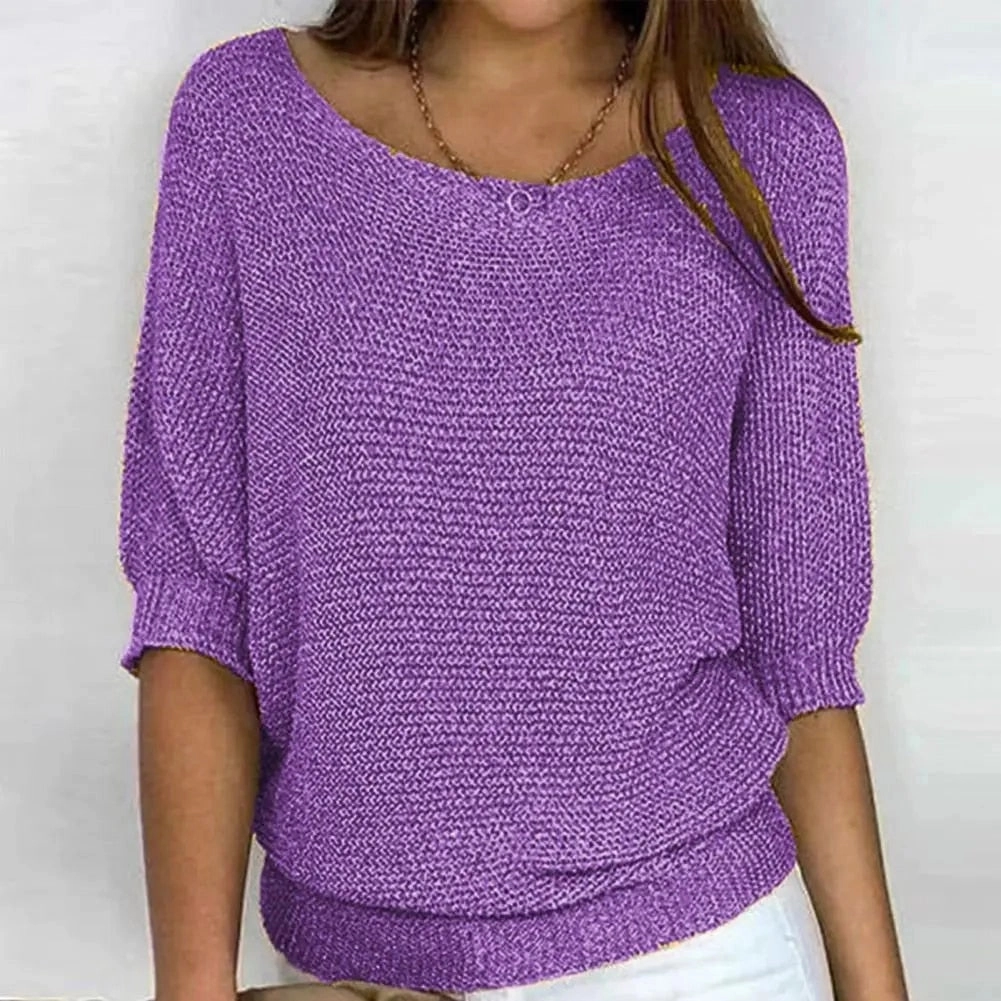 Green Knit Sweater - Women's Casual Lightweight Spring Top