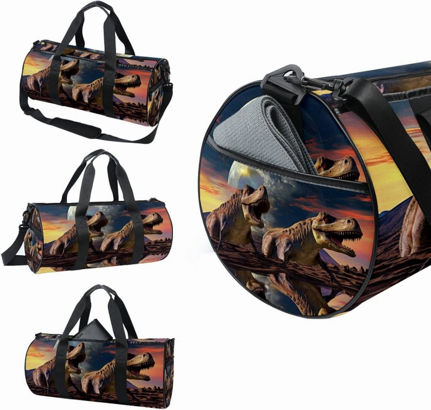 Gym Bag for Women,Small Gym Bag for Men,3D Style Ancient Dinosaur,Overnight Bag