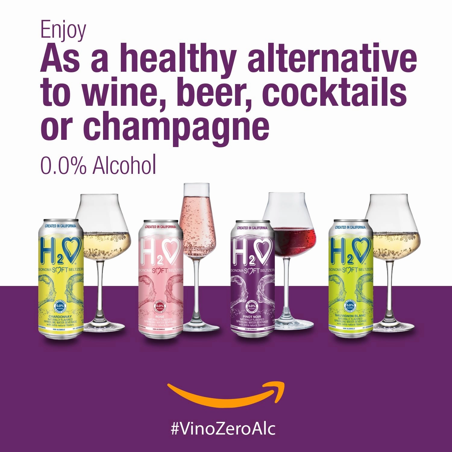 H2o (Silky & Smooth) W12– California White Non Alcoholic Wine Infused Refreshment, 0.0% Alcohol, The ONLY NA with Science Research Jam-packed with flavor plus Hydrating Minerals (Larger 1.5x size Sauvignon Blanc, Pack of 12-12 Fl oz)