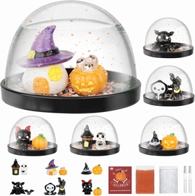Halloween Snow Globe Making Kit 6Pcs, Make Your Own Water Globes, Create 6 DIY Snow Globe Arts and Crafts Kit for Boys and Girls