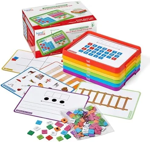 hand2mind Advancing Phonics Word Work Small Group Set, Magnetic Letter Tiles, Magnetic Letter Trays, Kindergarten Phonics Manipulatives, Phonemic Awareness, Science of Reading Classroom Materials