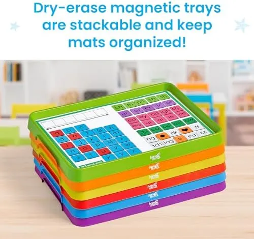 hand2mind Advancing Phonics Word Work Small Group Set, Magnetic Letter Tiles, Magnetic Letter Trays, Kindergarten Phonics Manipulatives, Phonemic Awareness, Science of Reading Classroom Materials
