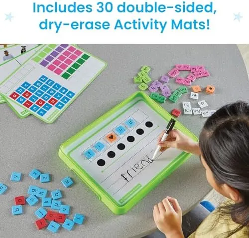 hand2mind Advancing Phonics Word Work Small Group Set, Magnetic Letter Tiles, Magnetic Letter Trays, Kindergarten Phonics Manipulatives, Phonemic Awareness, Science of Reading Classroom Materials