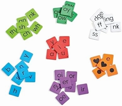 hand2mind Phonics Word-Building Magnetic Letter Tiles, Letter Recognition for Kindergarten, Letter Sounds, Phonics Manipulatives, Phonemic Awareness, Science of Reading Classroom Materials (Set of 6)
