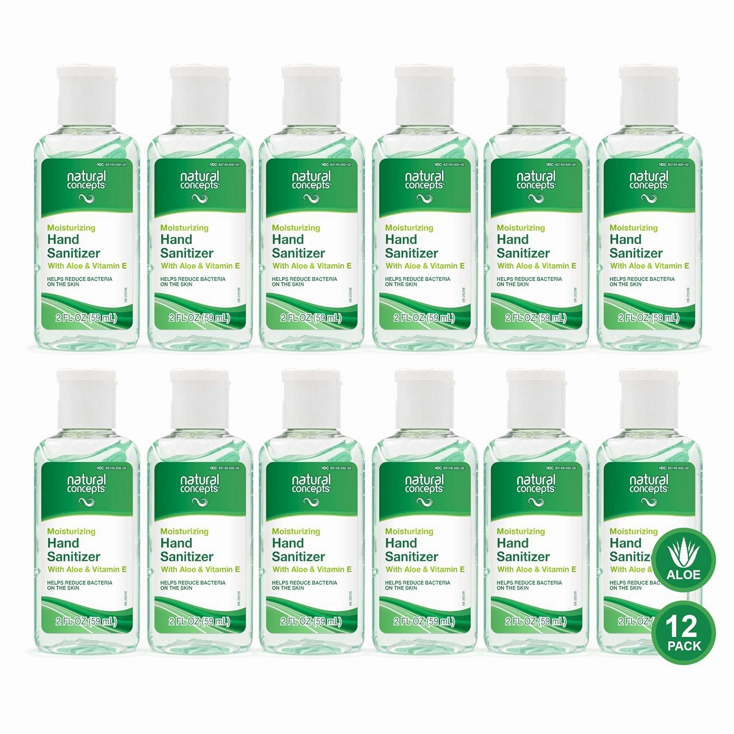 Hand Sanitizer 70% Alcohol with ﻿Aloe Vitamin E- 2-oz (Pack of 12)