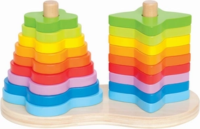 Hape Wooden Double Rainbow Stacker Set| Color Recognition Stacker & Educational Learning Toys for Toddlers