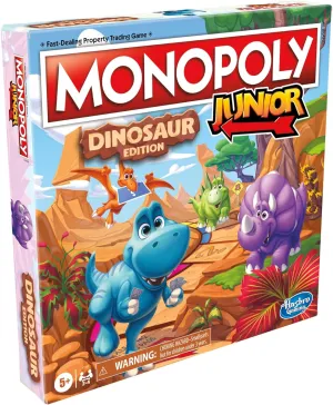 Hasbro Gaming Monopoly Junior Dinosaur Edition Game | Kids Board Games with Dino-Themed Toy Tokens | 2-4 Players for Boys & Girls | Ages 5  (Amazon Exclusive)