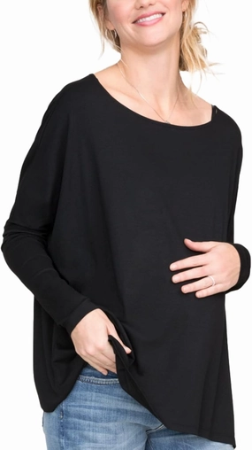 HATCH Collection | Flowy Maternity Tee | Flattering, Slim Fit Sleeves, Classic Crewneck | The Longsleeve Tee